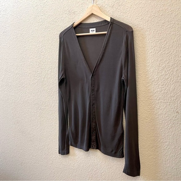 Acne Studios Cardigan Sweater Frank Button Long Sleeve Casual Preppy Green M - Picture 12 of 12